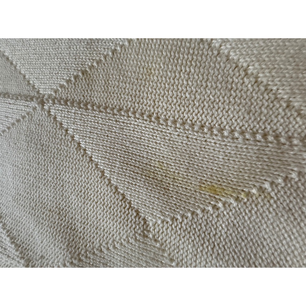 Vintage Carmel Golf Sweater Mens Large Cream White Cotton Knit Diamond Pattern L - Picture 4 of 10